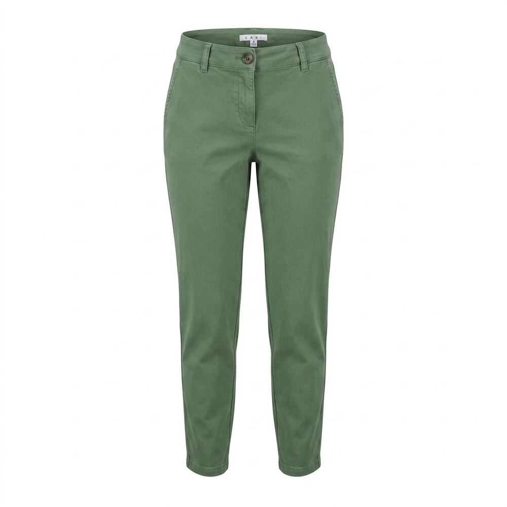 Cabi Green Stretch Tapered Chino Pants Solid Pockets Women Size 4
